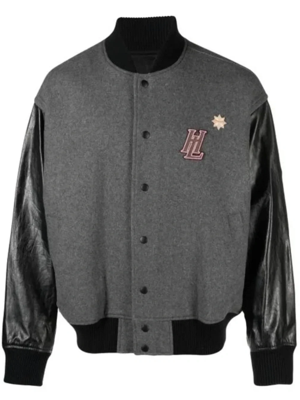 Helmut Lang Men's Gray Logo Varsity Bomber Jacket